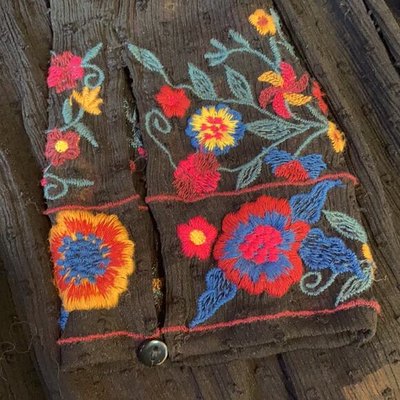 Zara Sheer Embroidered Floral German Ruffle Blouse Size XS - Picture 8 of 11